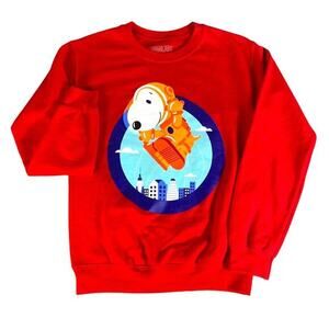 Peanuts Snoopy Astronaut Womens Red Crewneck Sweatshirt‎ Size XS NWT